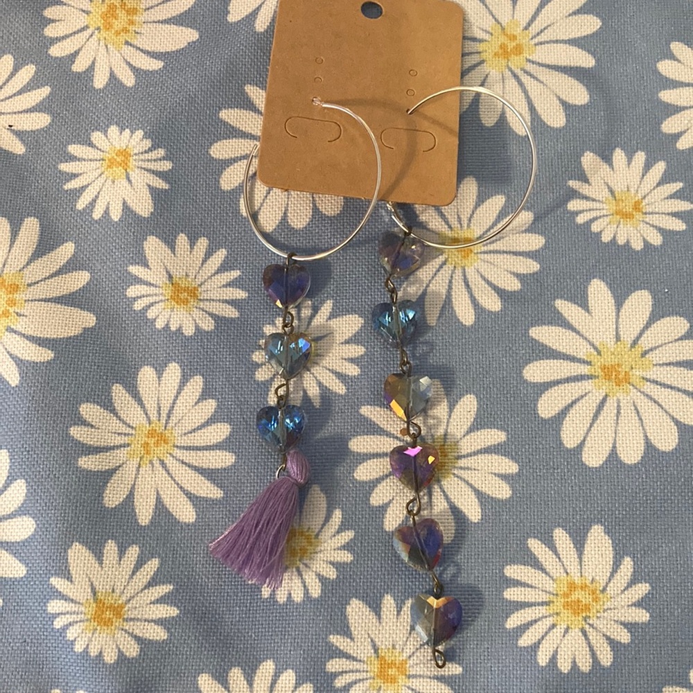 Handmade Crystal Heart Hoop Earrings